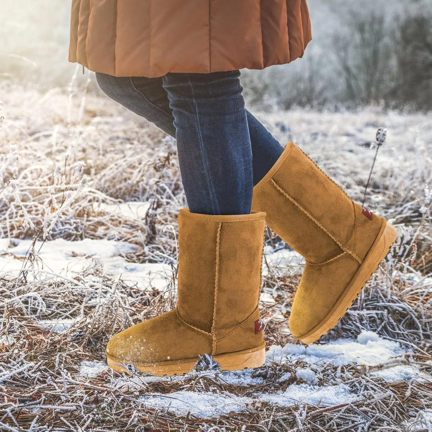 Winter Boots for Women, Classic Mid-Calf Snow Boots, Waterproof Warm Fur Lining Fashion Winter Boots for Women Girls Ladies Outdoor, Slip on & Comfortable, Anti-Slip, Size: 5-10 US