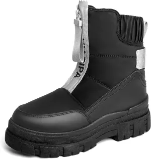 Winter Boots for Women Waterproof, Snow Boots for Women, Womens Mid Calf Low Heel Zip Up Anti-Slip Warm Booties Comfortable for Outdoor Walking Hiking