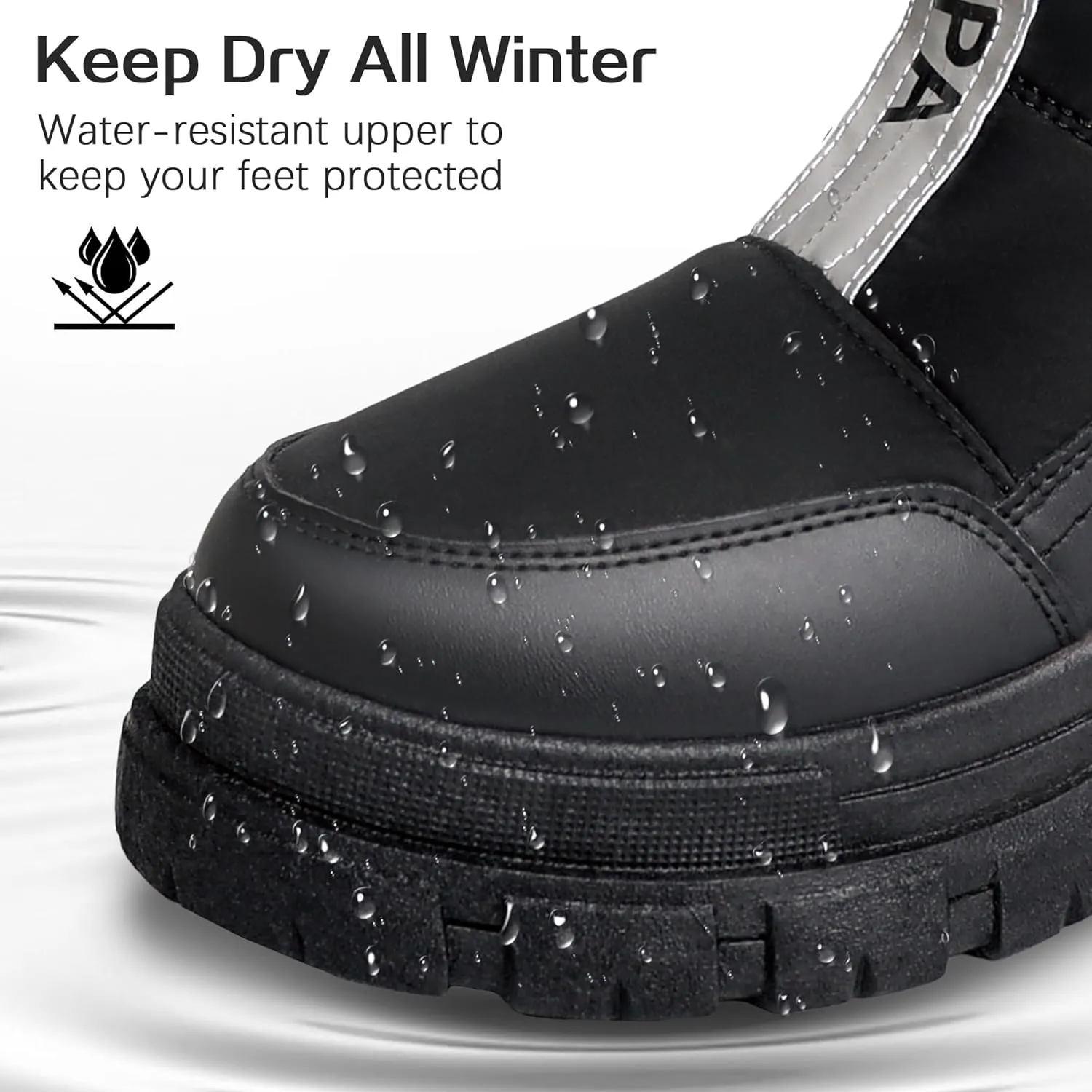 Winter Boots for Women Waterproof, Snow Boots for Women, Womens Mid Calf Low Heel Zip Up Anti-Slip Warm Booties Comfortable for Outdoor Walking Hiking