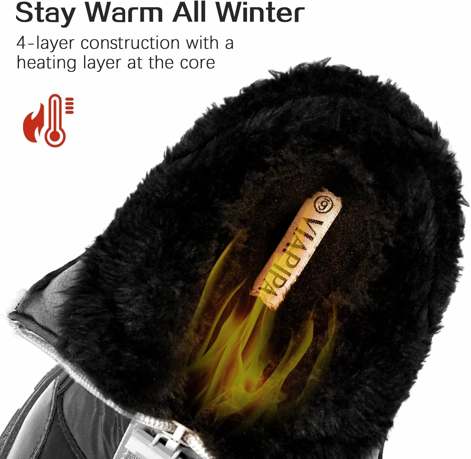 Winter Boots for Women Waterproof, Snow Boots for Women, Womens Mid Calf Low Heel Zip Up Anti-Slip Warm Booties Comfortable for Outdoor Walking Hiking