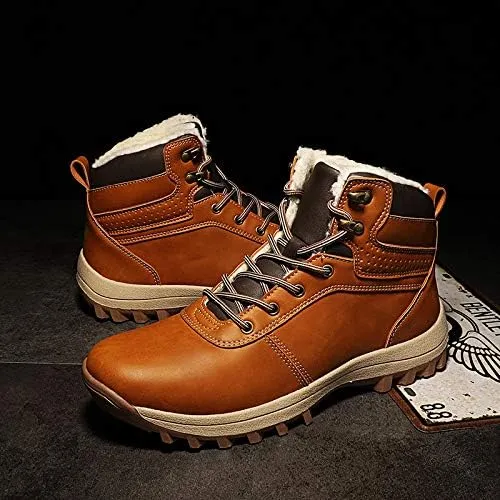 Winter Outdoor Light Warm Hiking Shoes, Plus Velvet and Thickened Men's high top Snow Boots