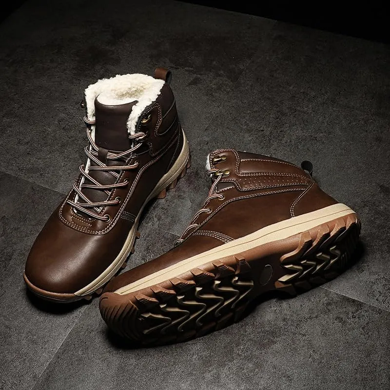 Winter Outdoor Light Warm Hiking Shoes, Plus Velvet and Thickened Men's high top Snow Boots
