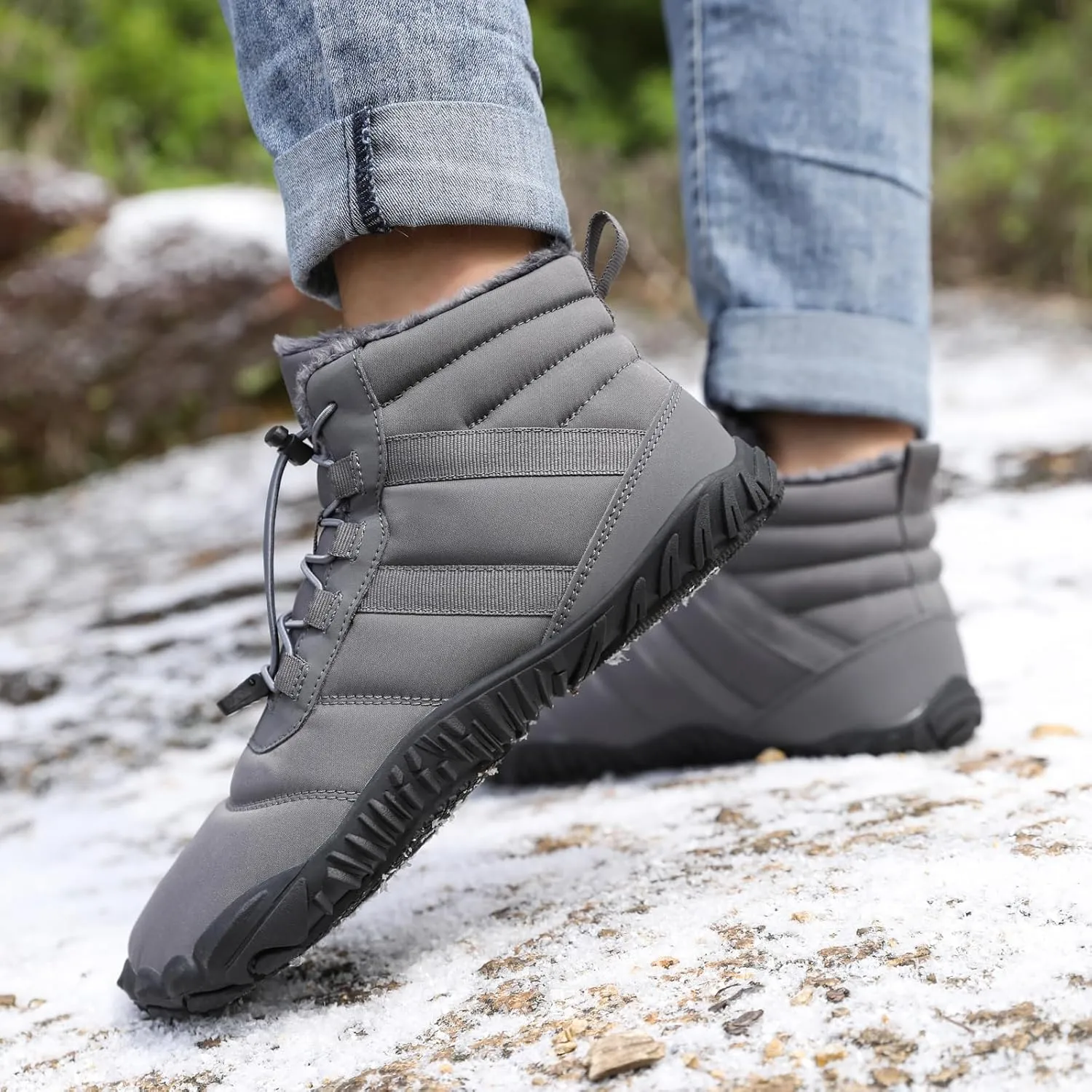 Winter Snow Boots for Women & Men | Minimalist Winter Snow Boots Barefoot | Warm Ankle Booties | Zero Drop Sole | Wide Toe Box | Slip on Sneakers | Waterproof Fur Lining Warm Snow Ankle Boots