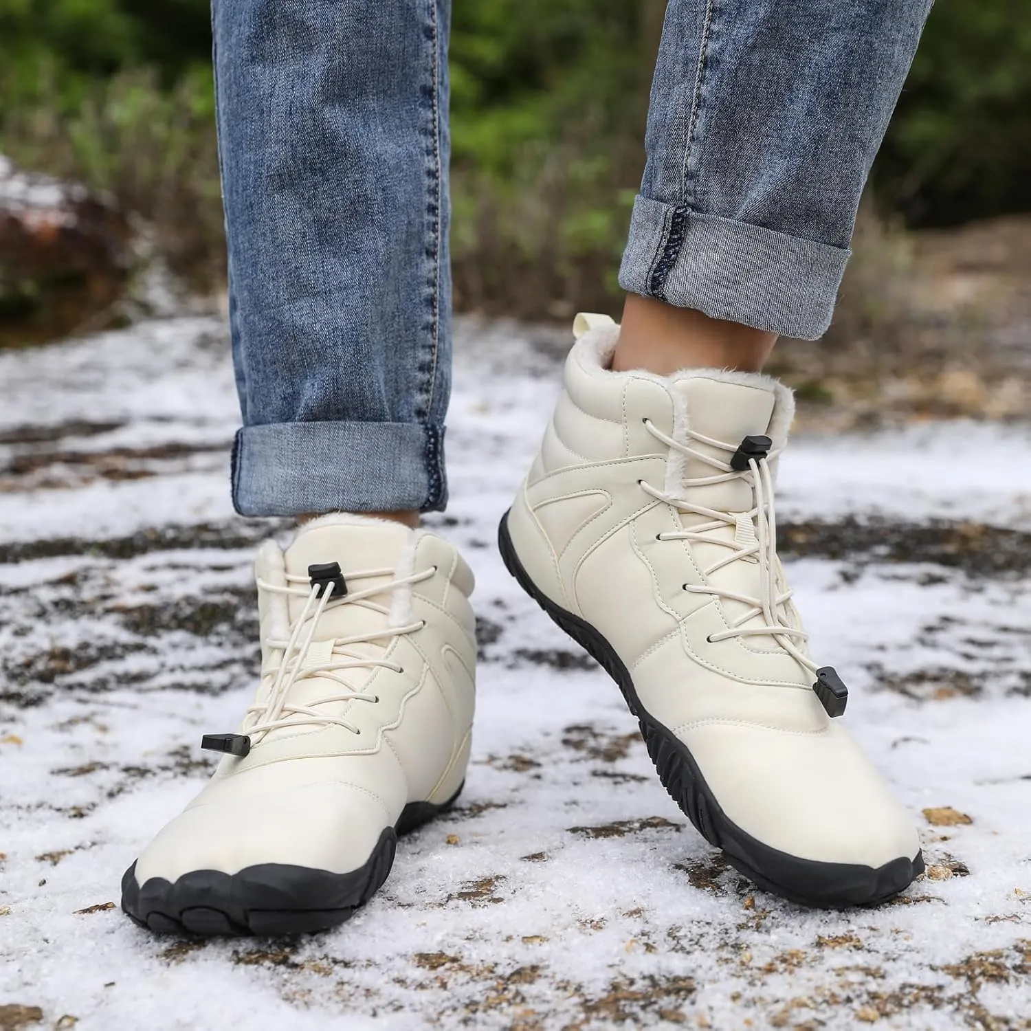 Winter Snow Boots for Women & Men | Minimalist Winter Snow Boots Barefoot | Warm Ankle Booties | Zero Drop Sole | Wide Toe Box | Slip on Sneakers | Waterproof Fur Lining Warm Snow Ankle Boots