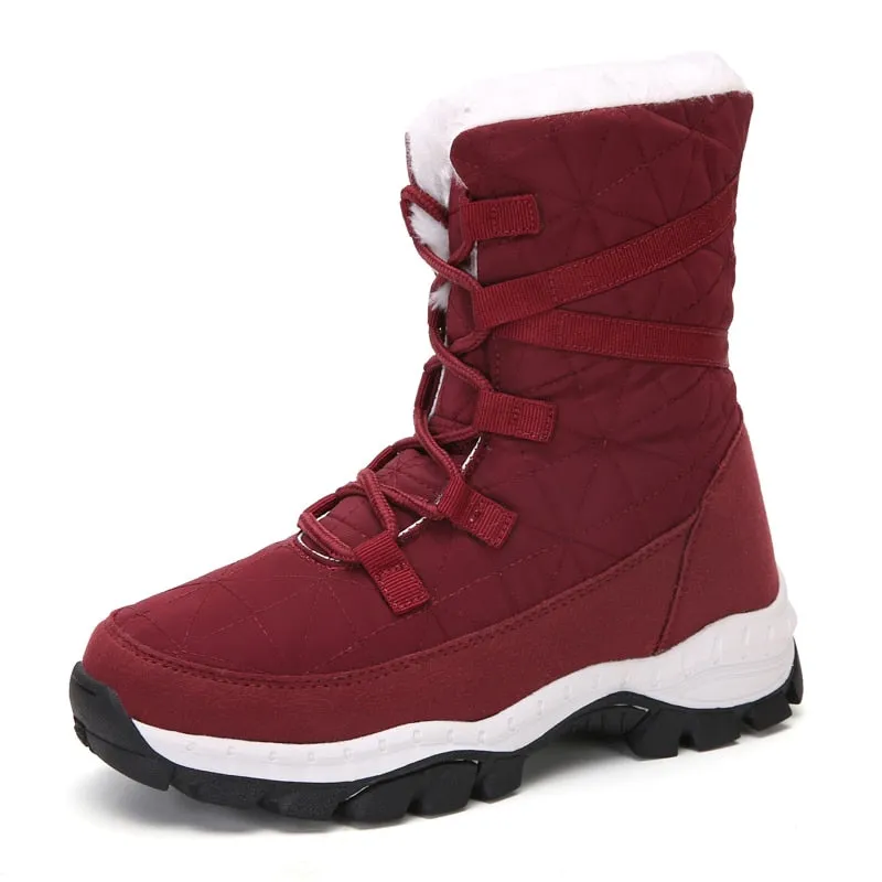 Winter warm women's boots with fur white snow boots for women outdoors and snow