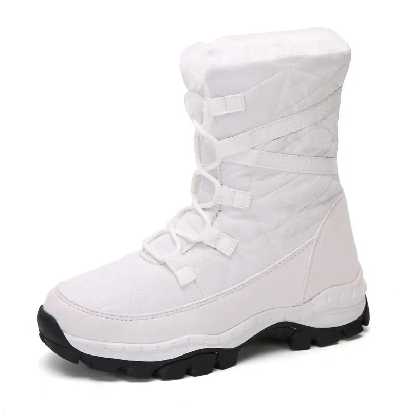 Winter warm women's boots with fur white snow boots for women outdoors and snow