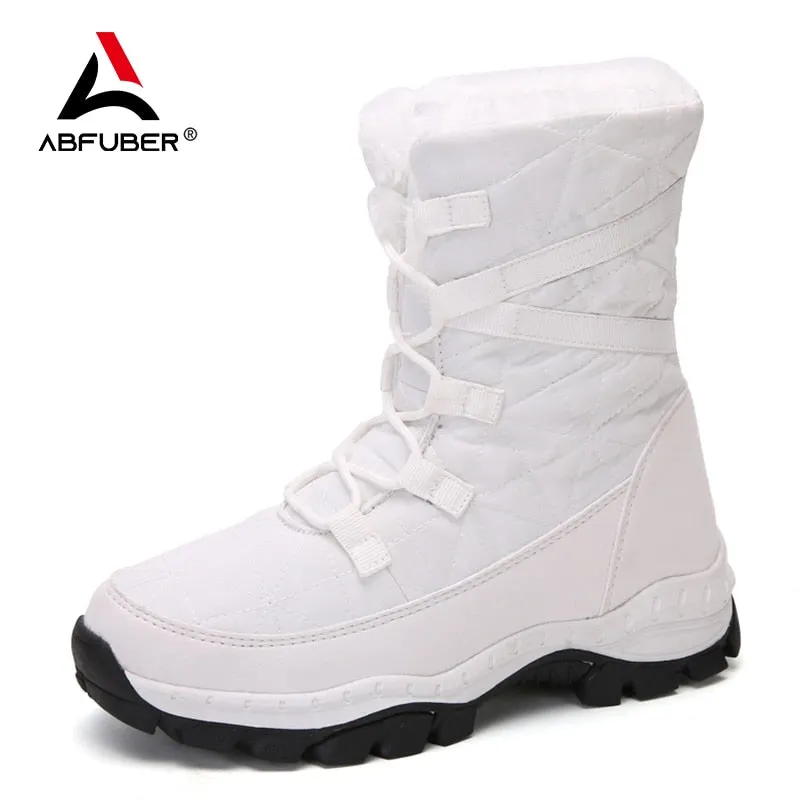 Winter warm women's boots with fur white snow boots for women outdoors and snow
