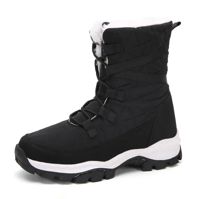 Winter warm women's boots with fur white snow boots for women outdoors and snow