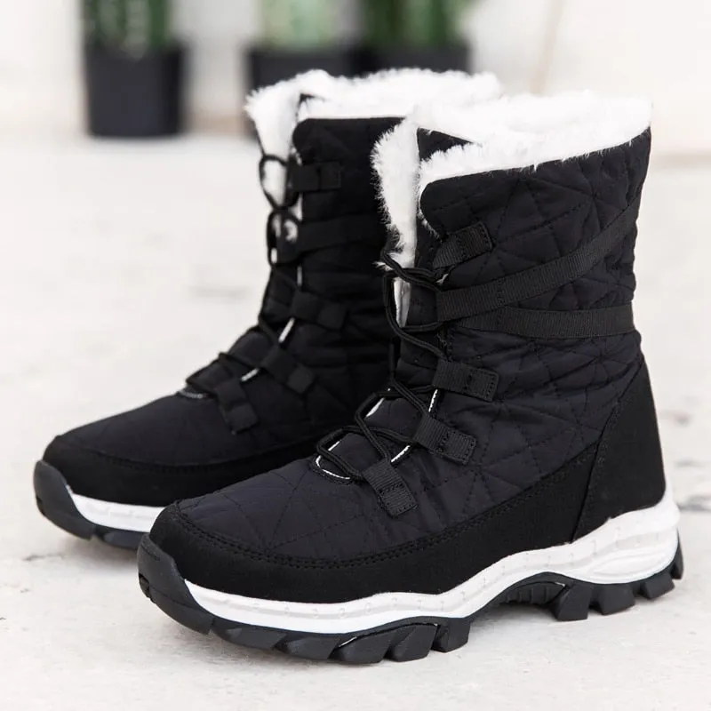 Winter warm women's boots with fur white snow boots for women outdoors and snow
