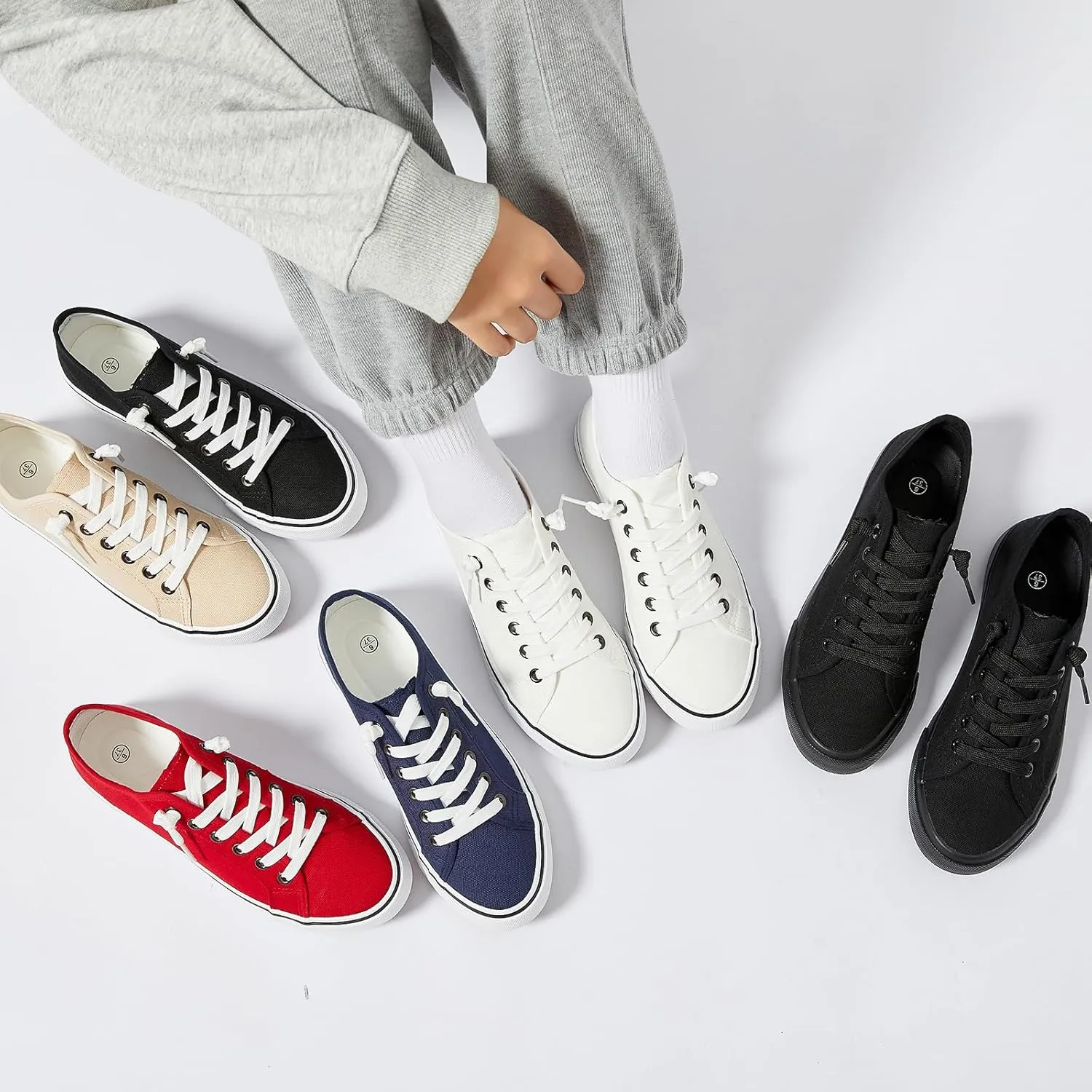 Women Canvas Sneaker Slip On Non Slip Casual Shoes Lace Up Canvas Low Top White Shoes Loafers for Women Fashion Black Sneaker