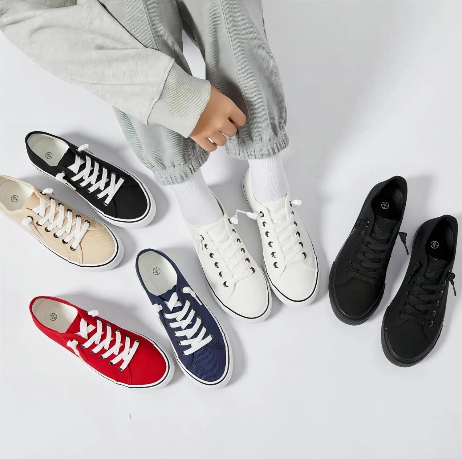 Women Canvas Sneaker Slip On Non Slip Casual Shoes Lace Up Canvas Low Top White Shoes Loafers for Women Fashion Black Sneaker