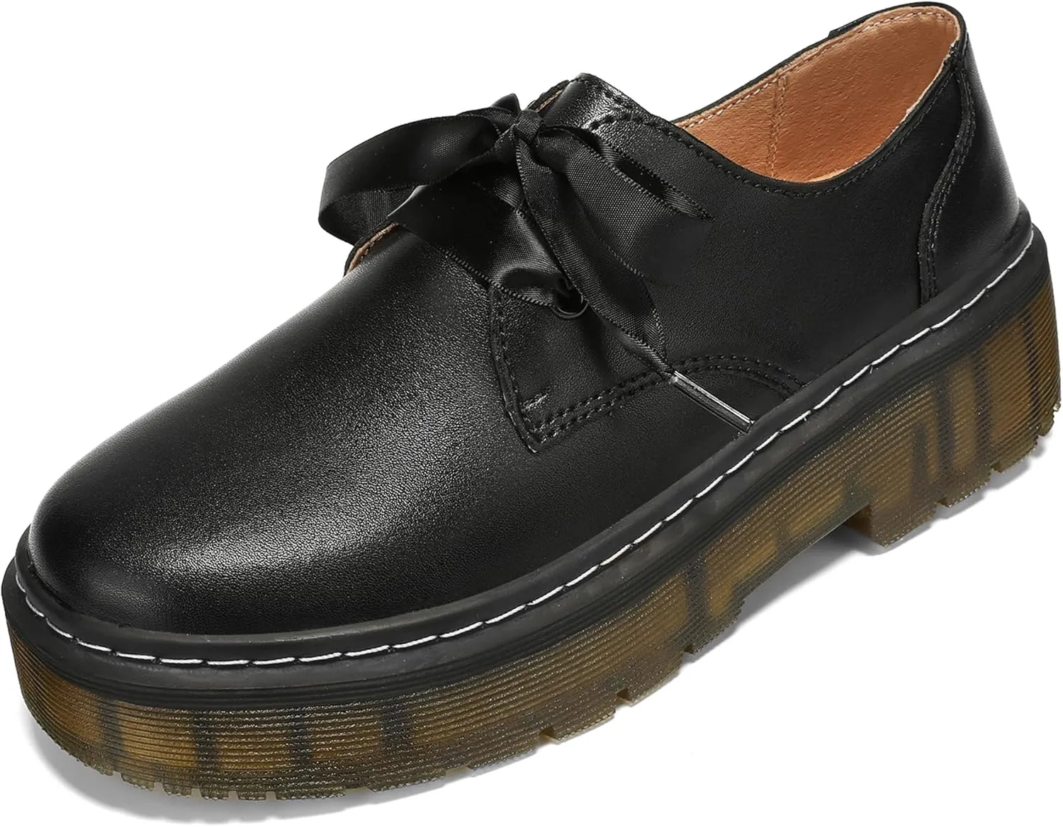 Women Lace-up Platform Chunky Loafers Classic Lug Sole Oxford Shoes Business Work Office Dress Shoes