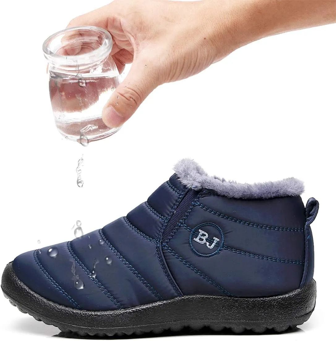Women Men Lightweight Snow Boots Winter Anti-Slip Ankle Booties Waterproof Slip On Warm Fur Lined Sneaker