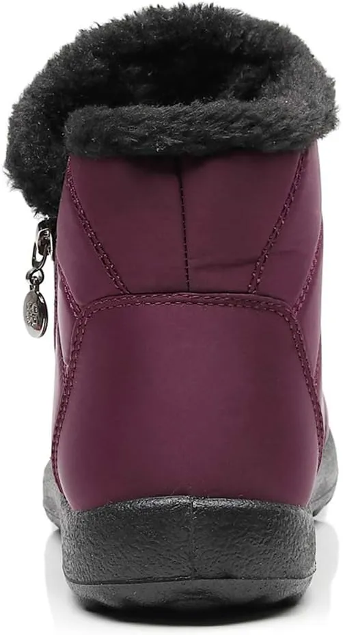 Women Men Lightweight Snow Boots Winter Anti-Slip Ankle Booties Waterproof Slip On Warm Fur Lined Sneaker