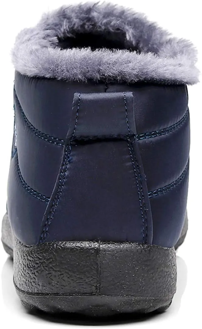 Women Men Lightweight Snow Boots Winter Anti-Slip Ankle Booties Waterproof Slip On Warm Fur Lined Sneaker
