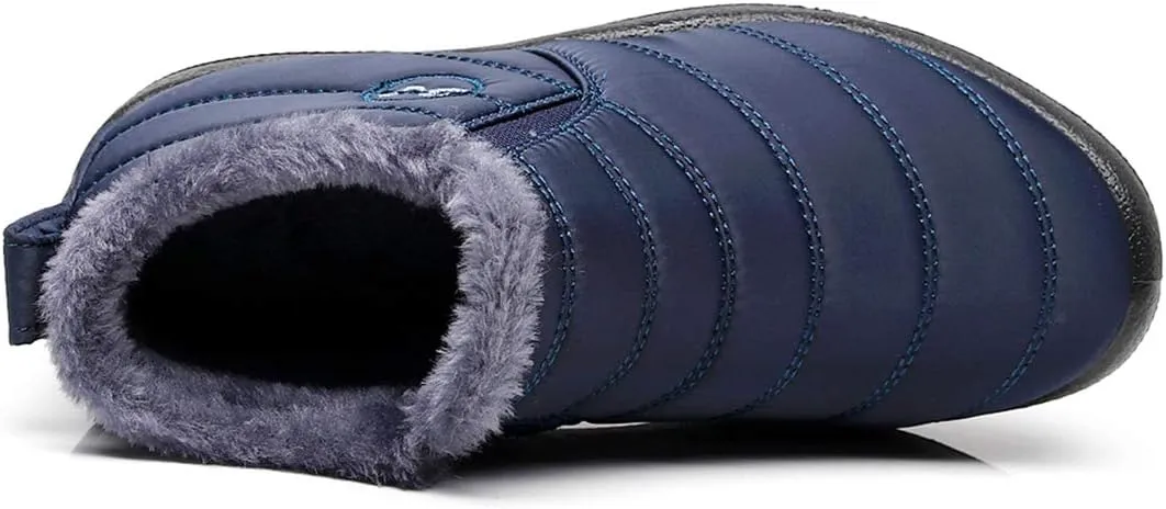 Women Men Lightweight Snow Boots Winter Anti-Slip Ankle Booties Waterproof Slip On Warm Fur Lined Sneaker