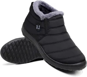 Women Men Lightweight Snow Boots Winter Anti-Slip Ankle Booties Waterproof Slip On Warm Fur Lined Sneaker