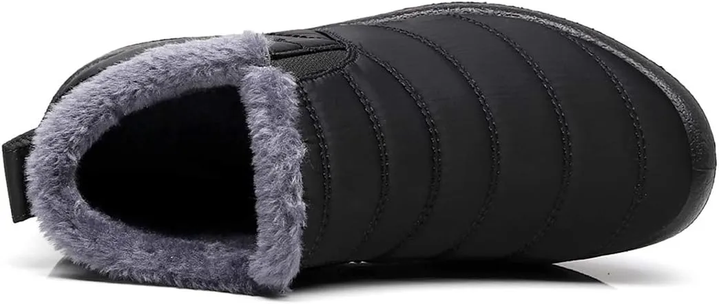 Women Men Lightweight Snow Boots Winter Anti-Slip Ankle Booties Waterproof Slip On Warm Fur Lined Sneaker