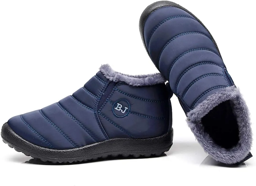 Women Men Lightweight Snow Boots Winter Anti-Slip Ankle Booties Waterproof Slip On Warm Fur Lined Sneaker