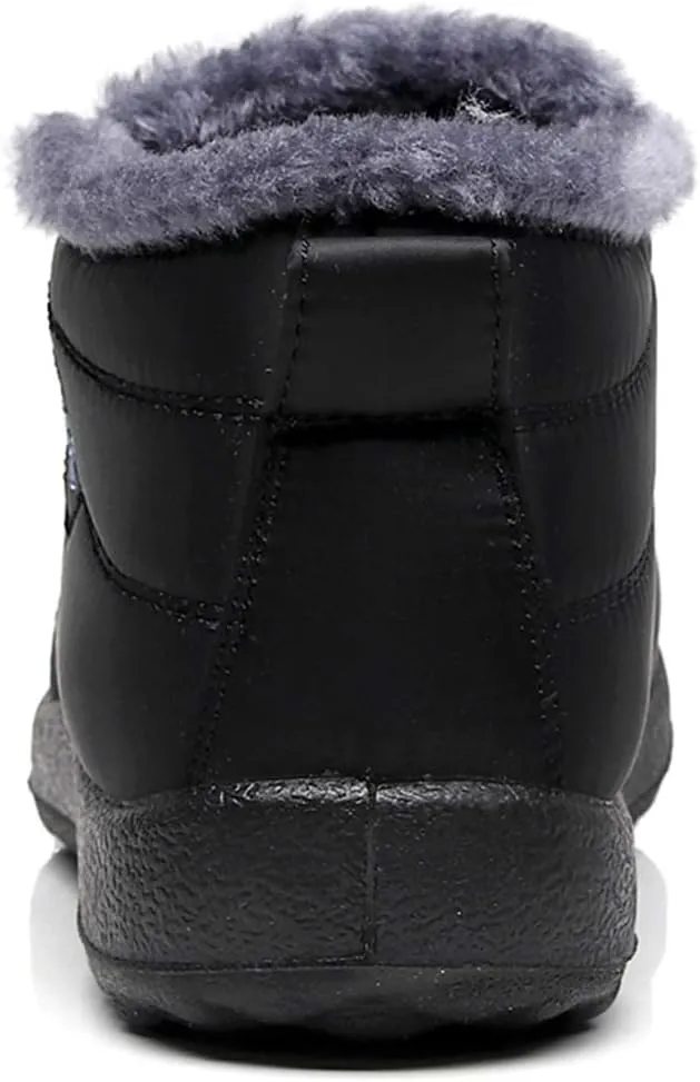 Women Men Lightweight Snow Boots Winter Anti-Slip Ankle Booties Waterproof Slip On Warm Fur Lined Sneaker
