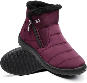 Women Men Lightweight Snow Boots Winter Anti-Slip Ankle Booties Waterproof Slip On Warm Fur Lined Sneaker