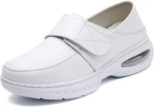 Women Non-Slip Adjustable Breathable Nursing Orthotic Leather Shoes, Walking Buffer Fitness Casual Thick Bottom Air Cushion Shoes, Ideal for Nurse Healthcare Crews