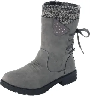 Women Snow Boots Knit Calf Waterproof Winter Boots Non Slip Fully Fur Booties Winter Warm Outdoor Ankle Boots Comfortable Winter Shoes Trekking Shoes