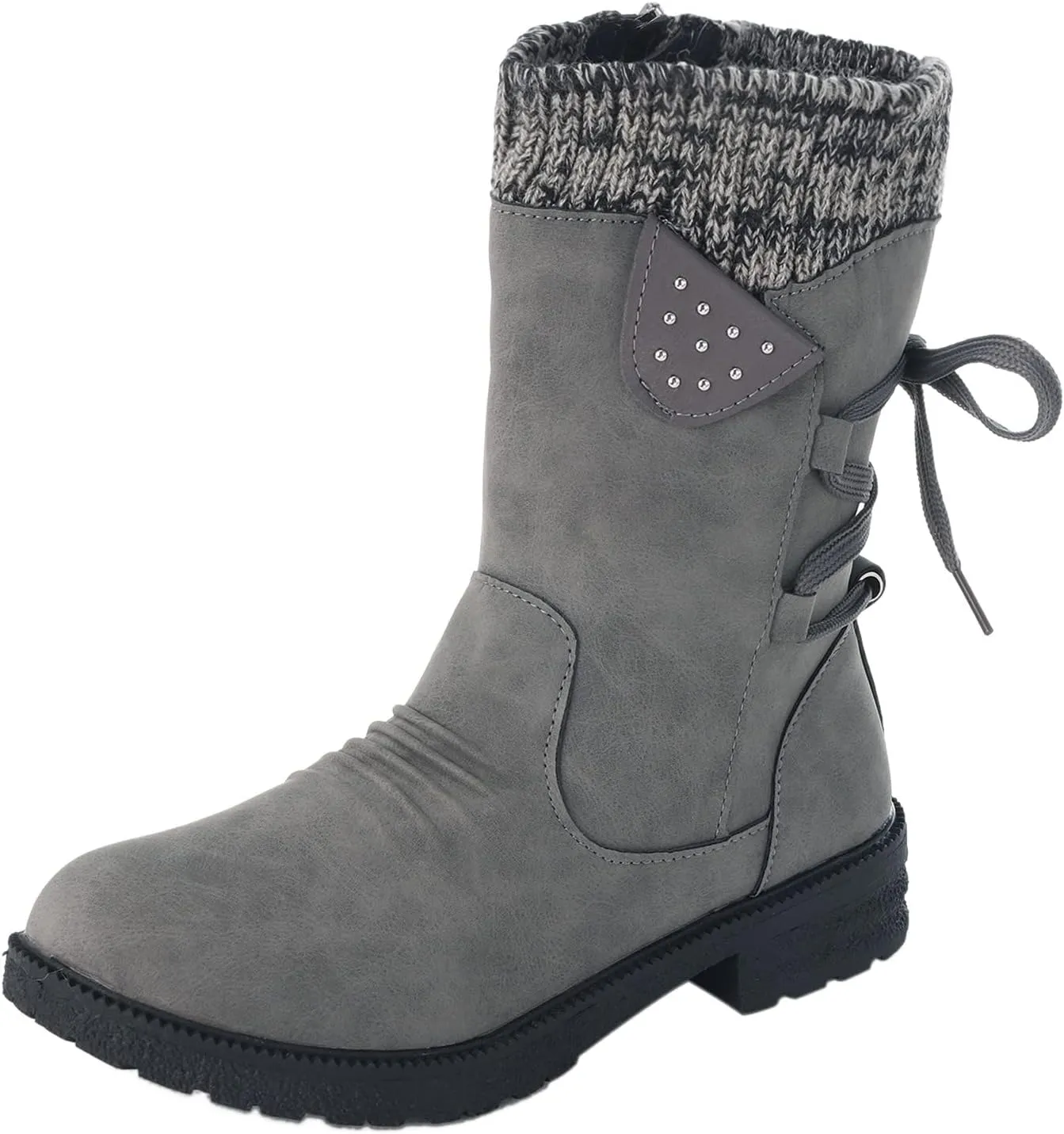 Women Snow Boots Knit Calf Waterproof Winter Boots Non Slip Fully Fur Booties Winter Warm Outdoor Ankle Boots Comfortable Winter Shoes Trekking Shoes