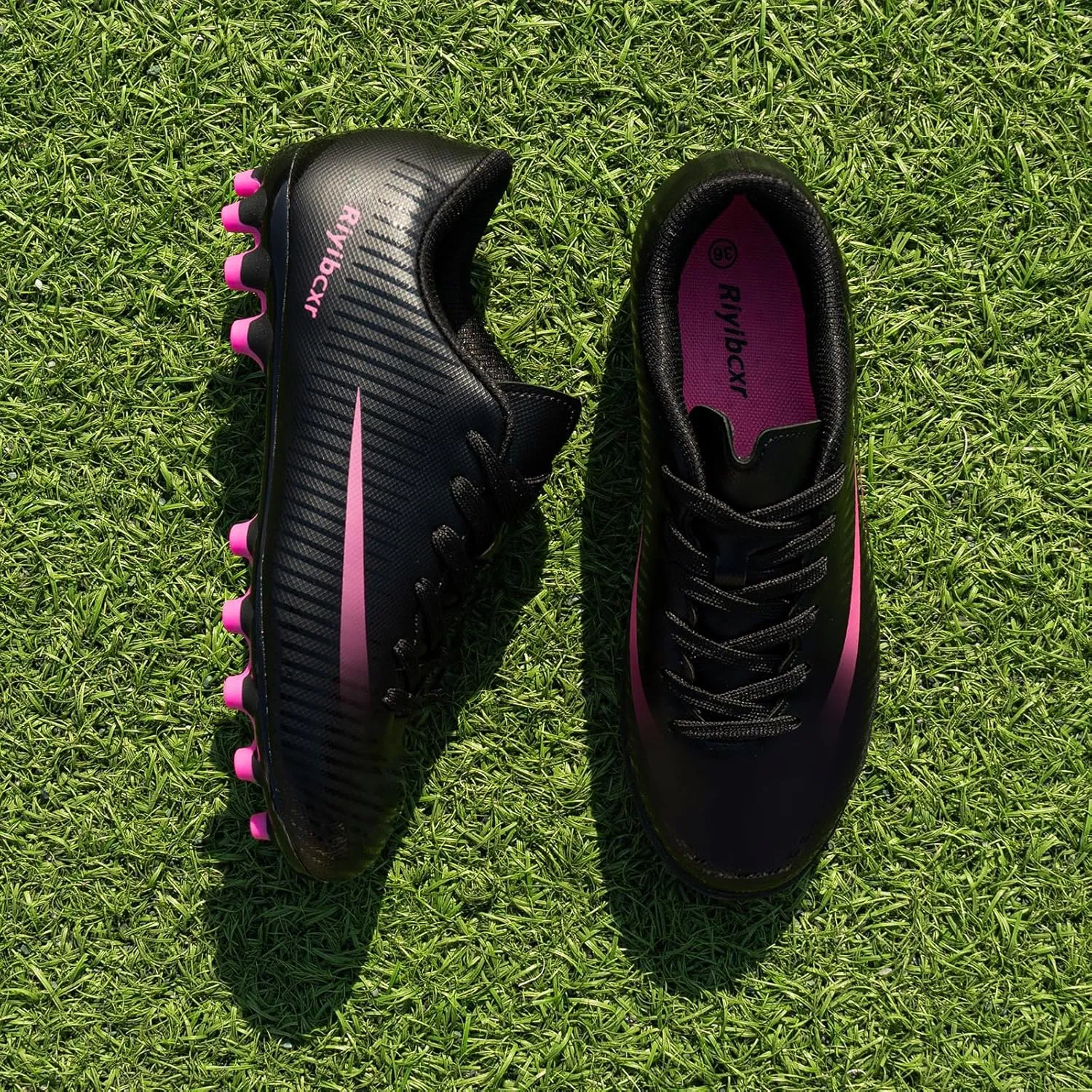 Women Soccer Cleats Lace-Up Turf Football Shoes Indoor Outdoor Low-Top Fustal Soccer Training