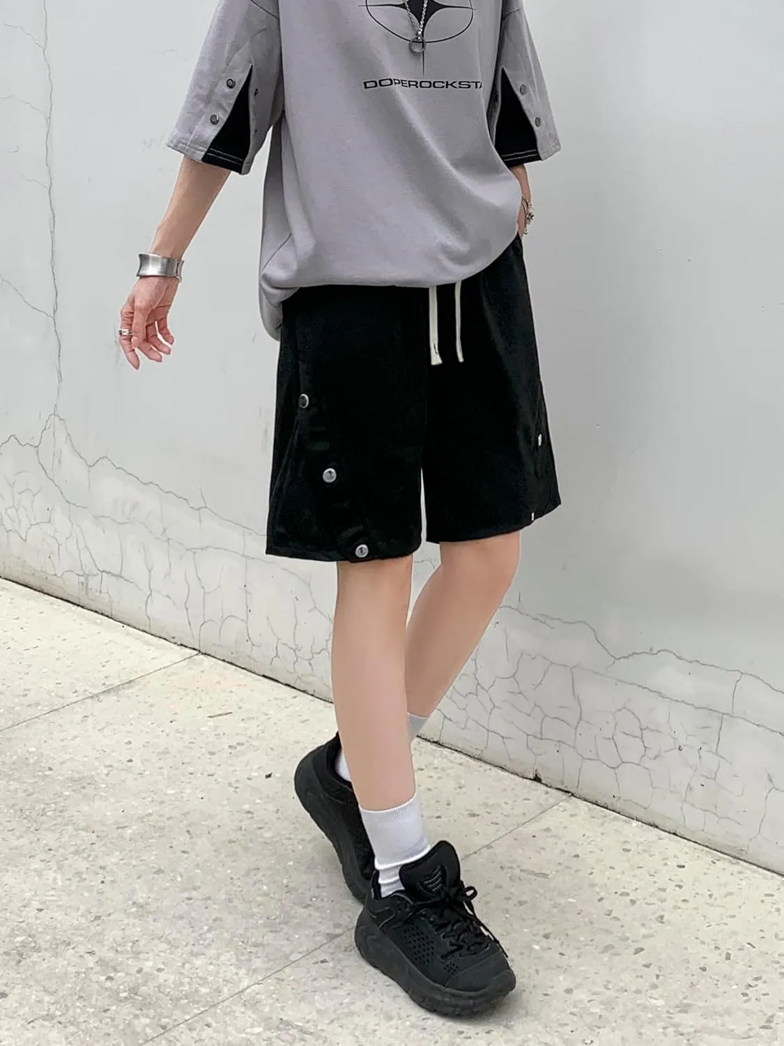 Women Summer Casual Shorts Faux Suede Short Pants Elastic Waist Drawstring Hiking Bermuda Cargo Shorts