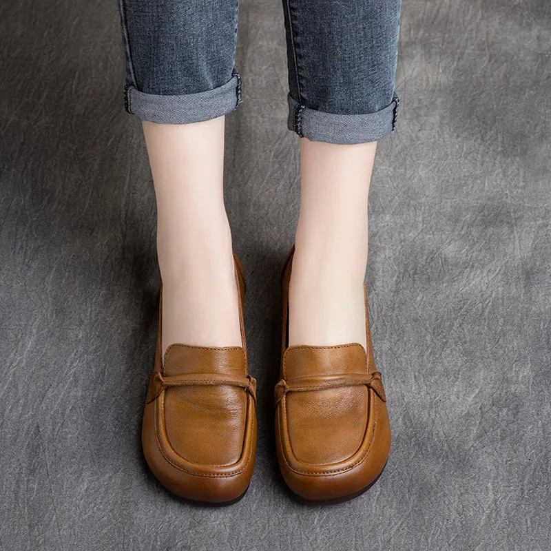 Women Summer Leather Retro Soft Casual Loafers