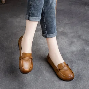 Women Summer Leather Retro Soft Casual Loafers