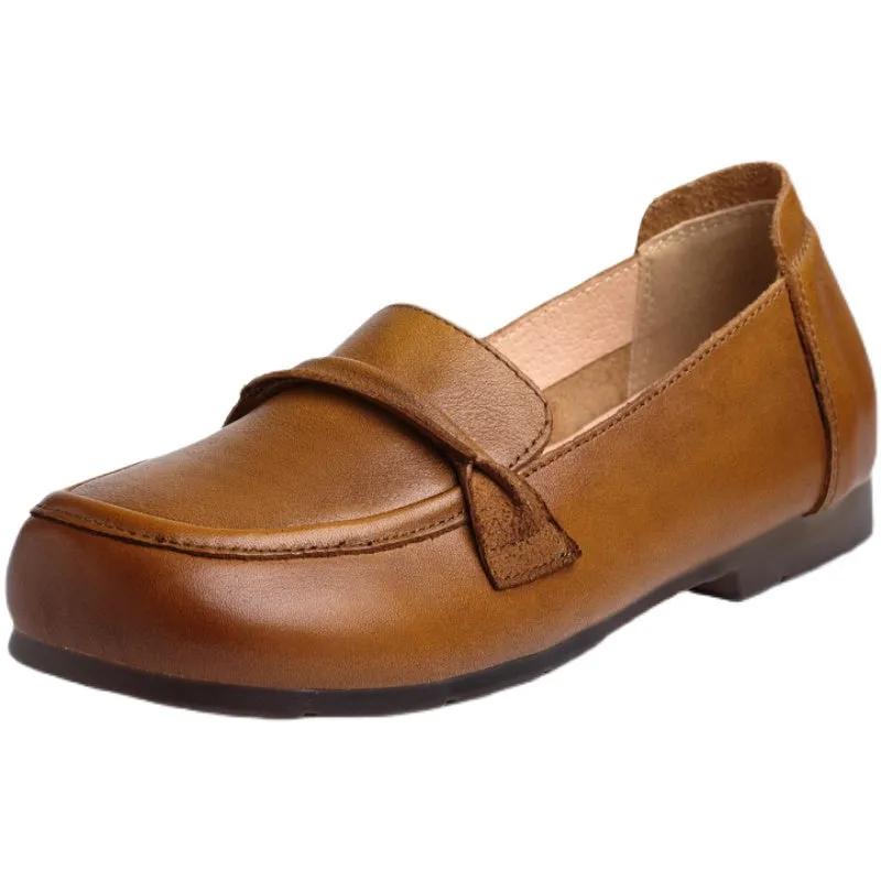 Women Summer Leather Retro Soft Casual Loafers