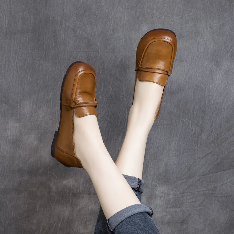 Women Summer Leather Retro Soft Casual Loafers