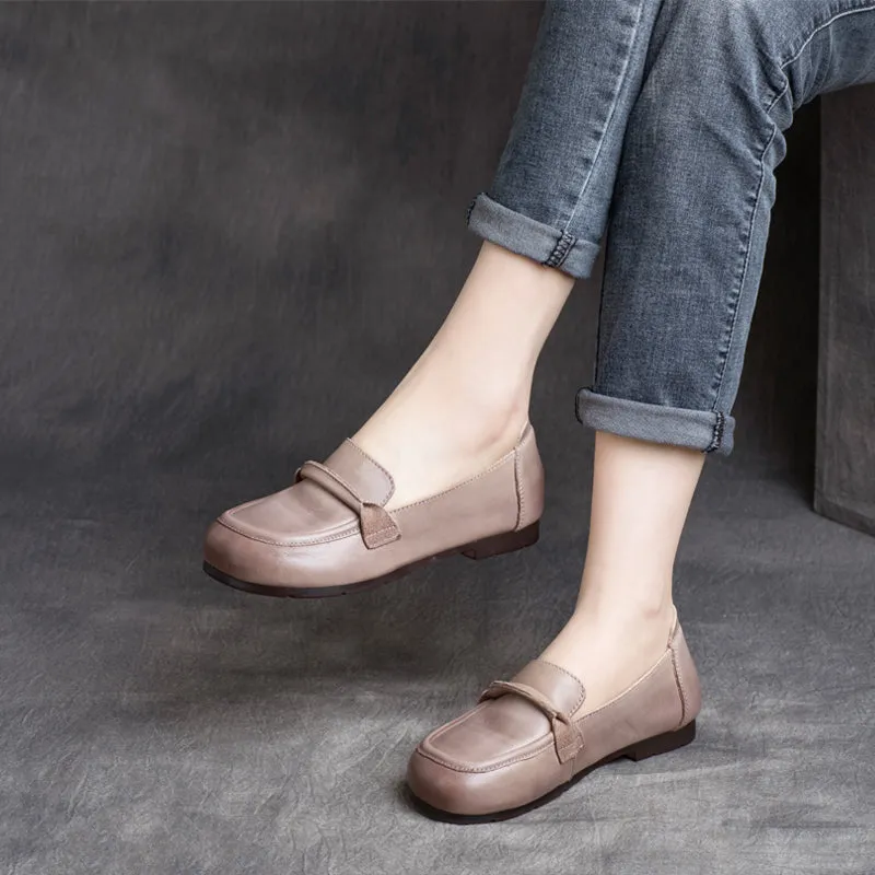 Women Summer Leather Retro Soft Casual Loafers