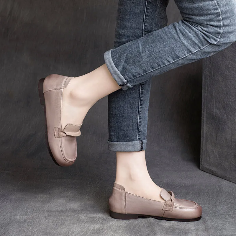 Women Summer Leather Retro Soft Casual Loafers