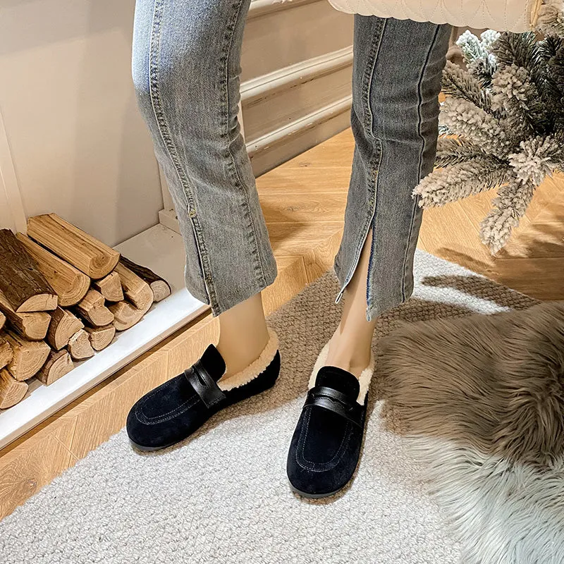Women Winter Furred Flat Casual Loafers