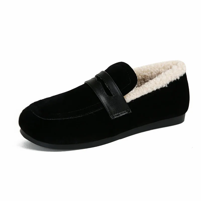 Women Winter Furred Flat Casual Loafers