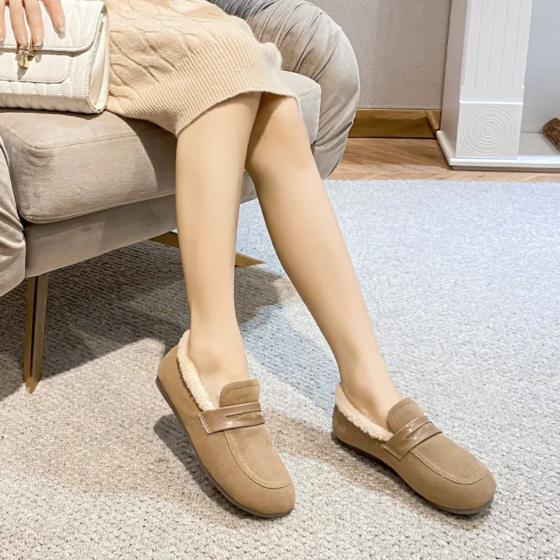 Women Winter Furred Flat Casual Loafers