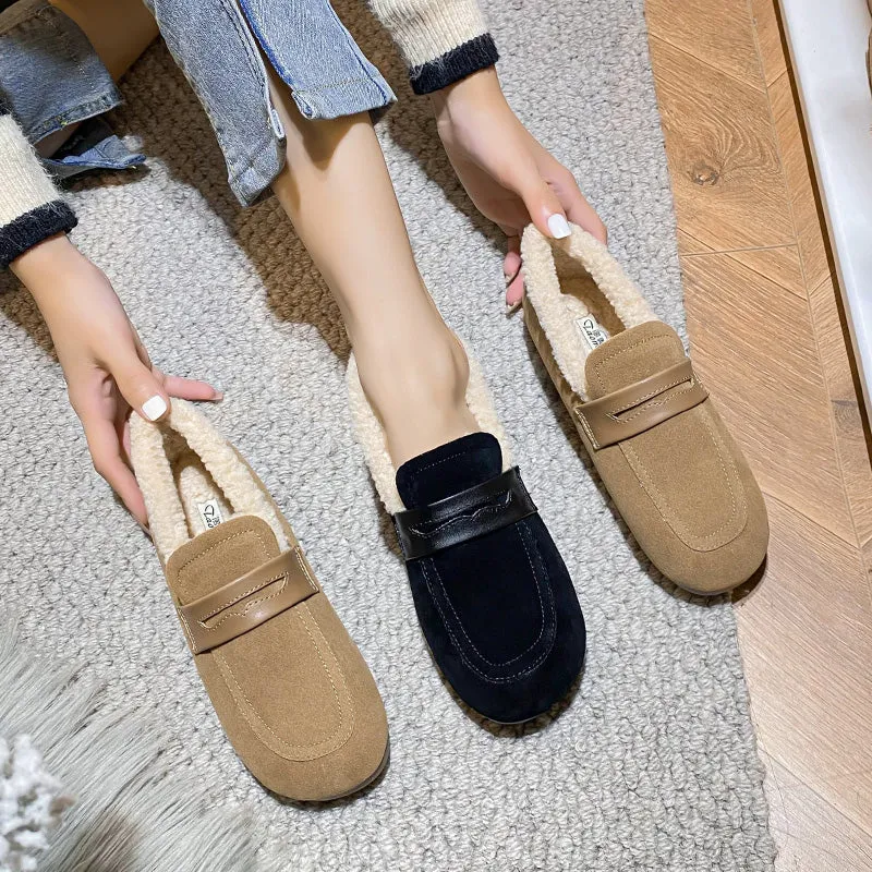 Women Winter Furred Flat Casual Loafers