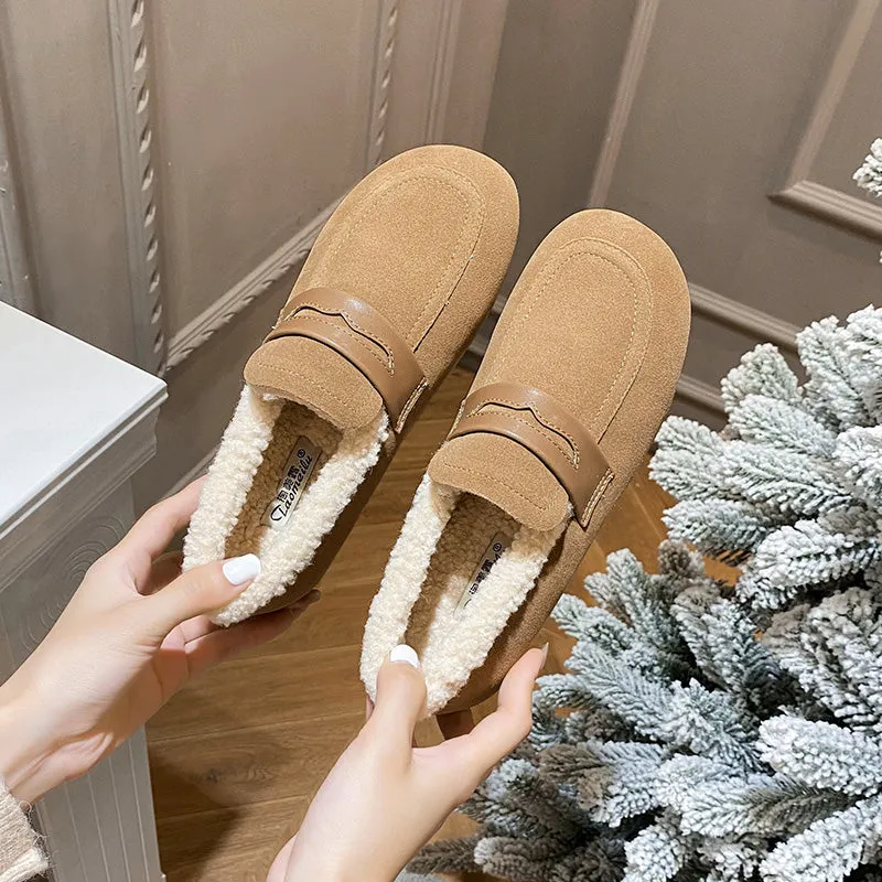 Women Winter Furred Flat Casual Loafers