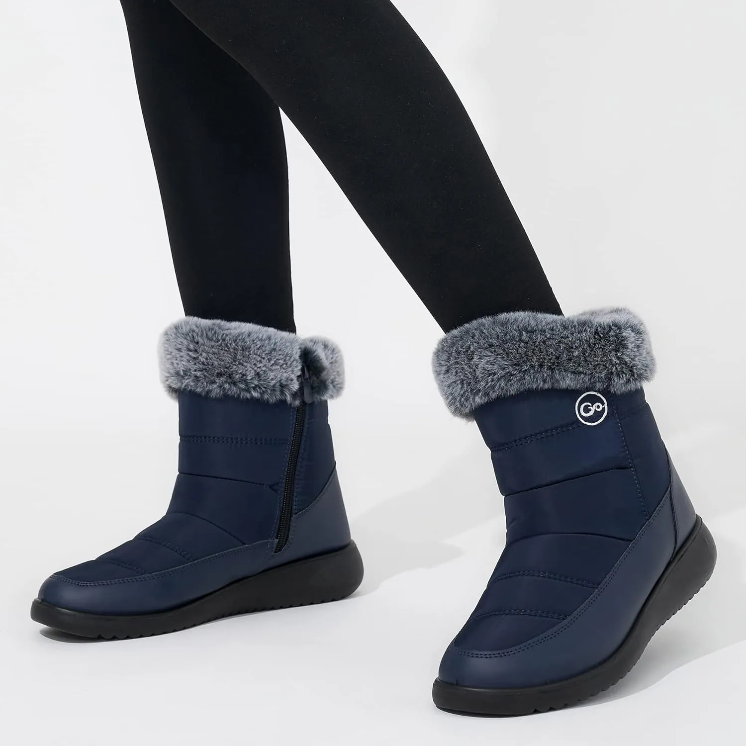 Women Winter Snow Boots Waterproof: Warm Mid Calf Boots for Women with Fur Lined - Comfortable Outdoor Slip On Booties Anti-Slip