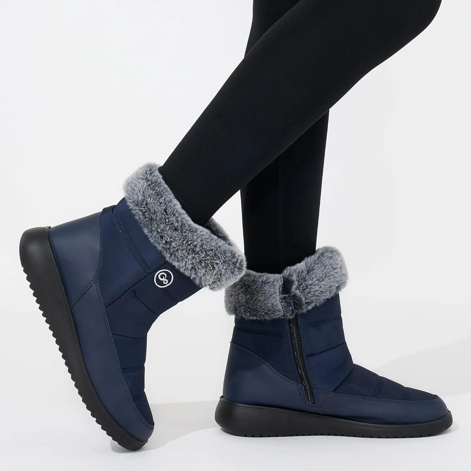 Women Winter Snow Boots Waterproof: Warm Mid Calf Boots for Women with Fur Lined - Comfortable Outdoor Slip On Booties Anti-Slip