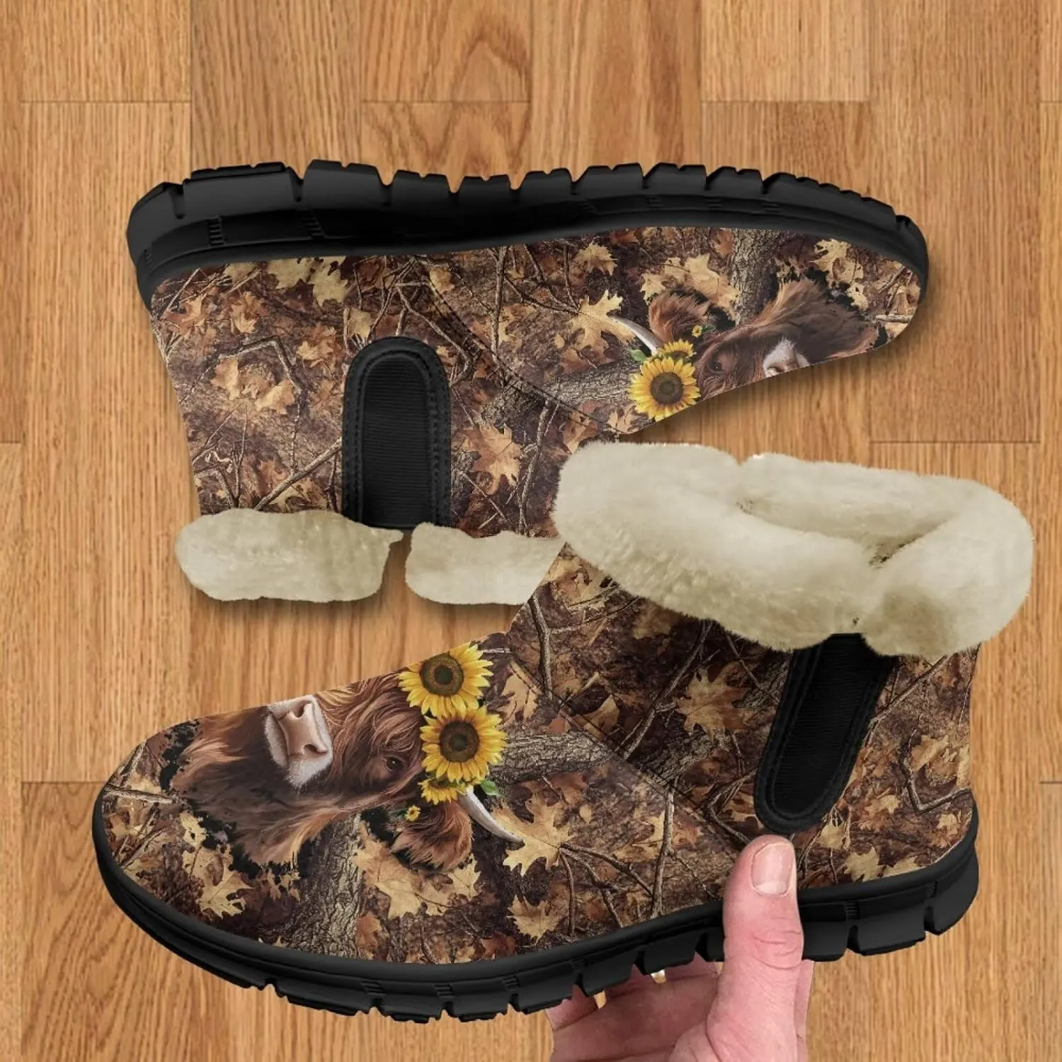 Womens Ankle Booties Faux Fur Lined Snow Boots Warm Comfy Fuzzy Boots Anti-Slip Lightweight Boots Casual Indoor Shoes