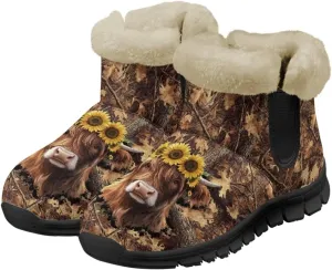 Womens Ankle Booties Faux Fur Lined Snow Boots Warm Comfy Fuzzy Boots Anti-Slip Lightweight Boots Casual Indoor Shoes