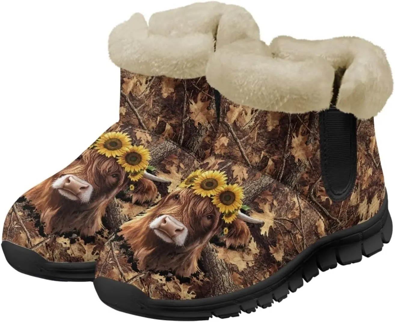 Womens Ankle Booties Faux Fur Lined Snow Boots Warm Comfy Fuzzy Boots Anti-Slip Lightweight Boots Casual Indoor Shoes