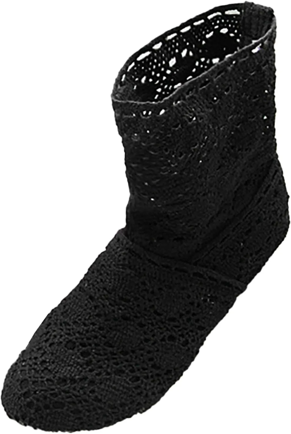 Women's Ankle Boots Knit Mesh Flat Heel Round Toe Lightweight Comfort Booties Slip on Ladies Outdoor Non-Slip Boots Retro Classic Boot
