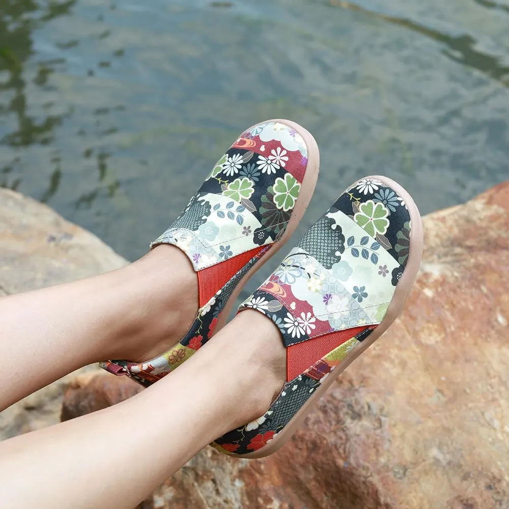 Women's Art Painted Casual Loafers Lightweight Slip On Canvas Walking Shoes Casual Flat Shoes Comfortable Boat Shoes Ladies Travel Shoes