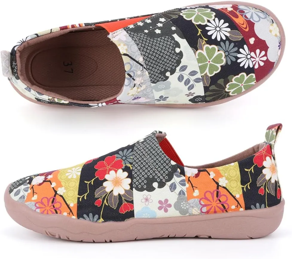 Women's Art Painted Casual Loafers Lightweight Slip On Canvas Walking Shoes Casual Flat Shoes Comfortable Boat Shoes Ladies Travel Shoes