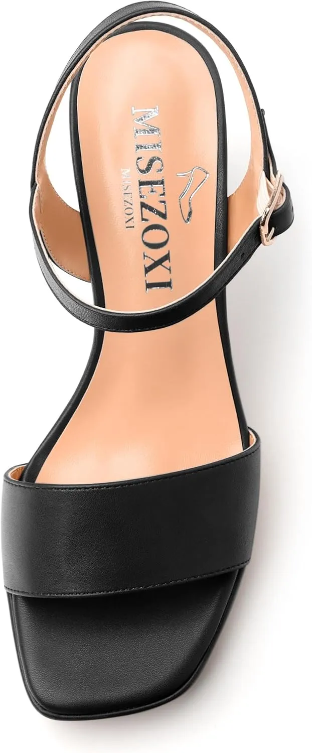 Womens Block High Heel Platform Sandals, Open Toe Ankle Strap Comfort Sandals, Womens Dressy Sandals